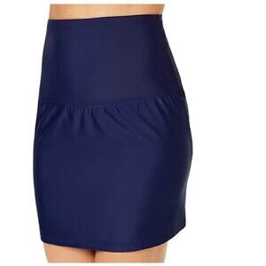 Island Escape Solid NAVY Blue Tummy Control Swim Skirt Skort US 8 NWT